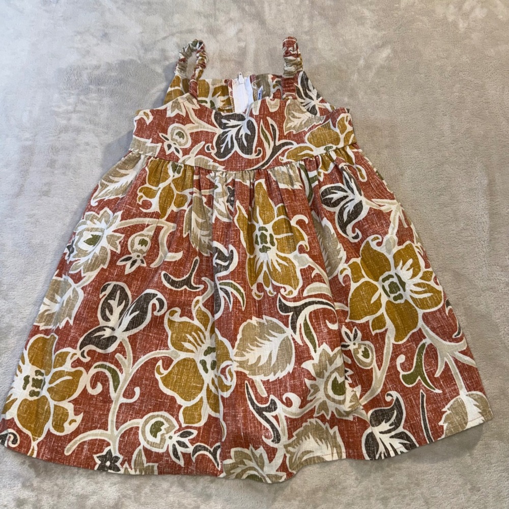 Reyn Spooner Vintage Girls 4T Hawaiian Floral Sun Dress Terracotta Cotton Blend